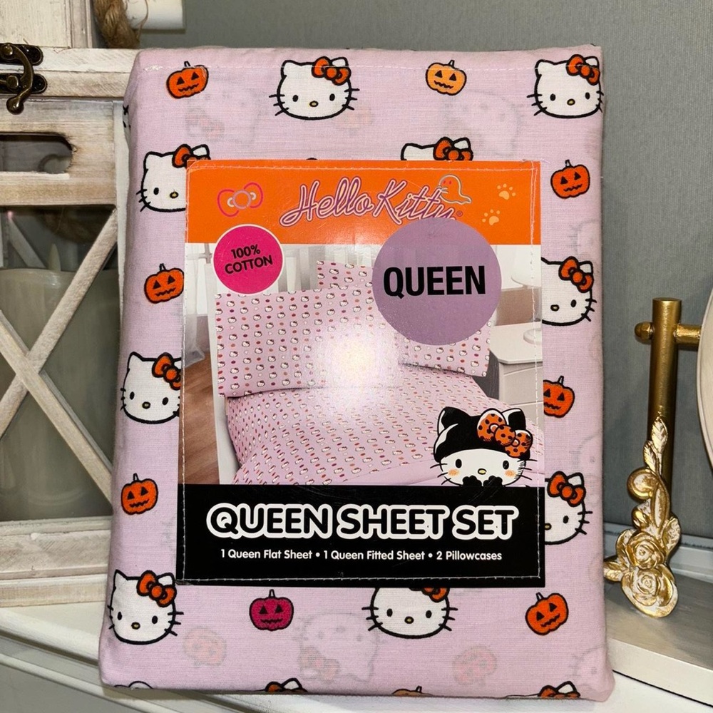 Hello Kitty Queen Sheet Set - Pink and Orange